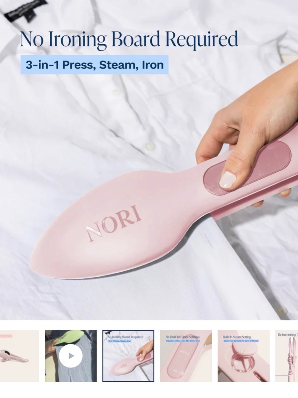 NOR Pink 3-in-1 Handheld Fabric Steamer and Press